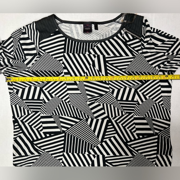 Women's Plus Size Geo Stripes Tunic Top Black Blouse White Shirt 3/4 Sleeves 2X - Picture 12 of 17